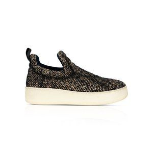 CELINE Skake Sneakers Tweed Platform Slip Ons38